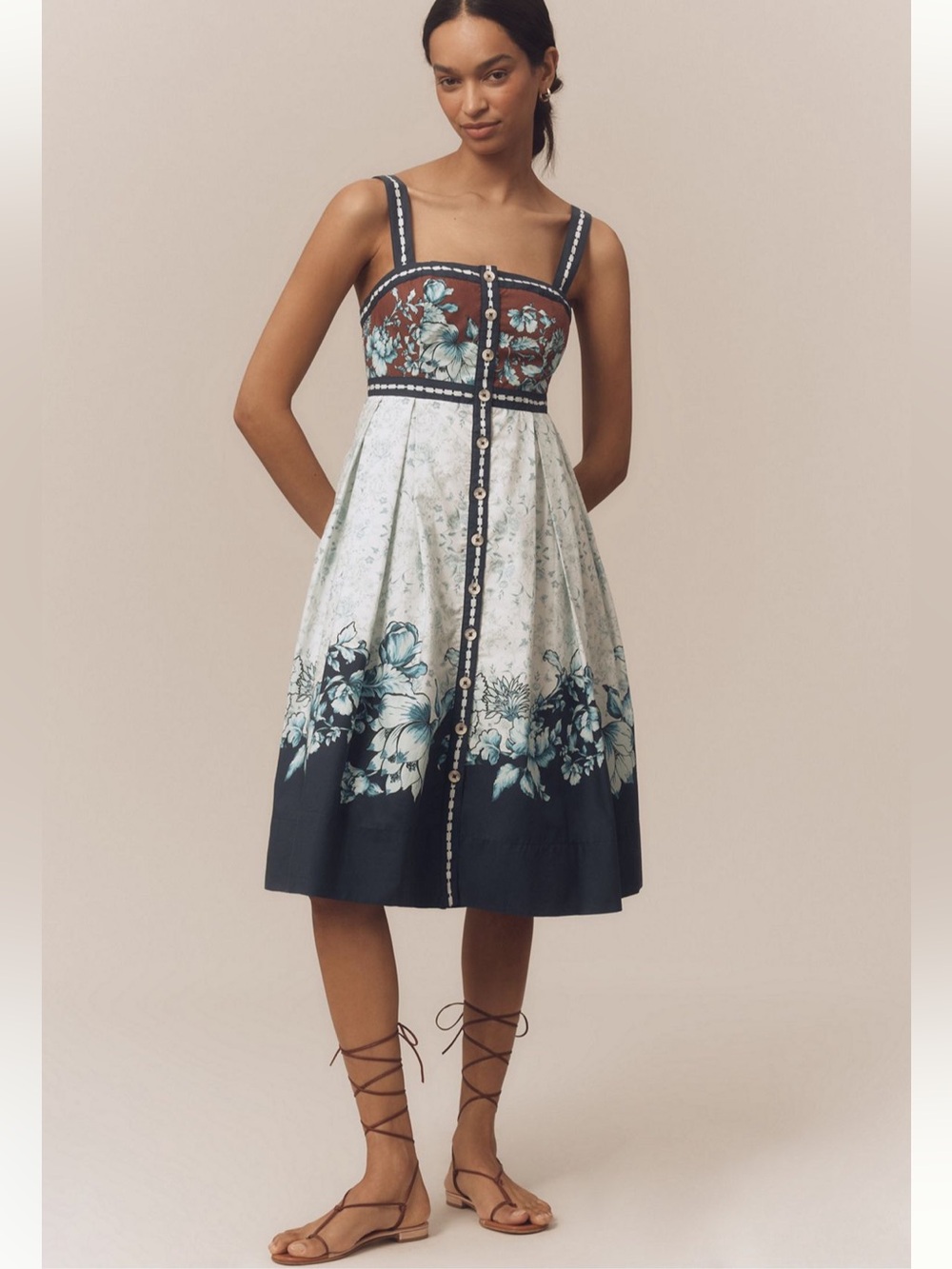 Anthropologie Maeve Square Neck Floral Dress
